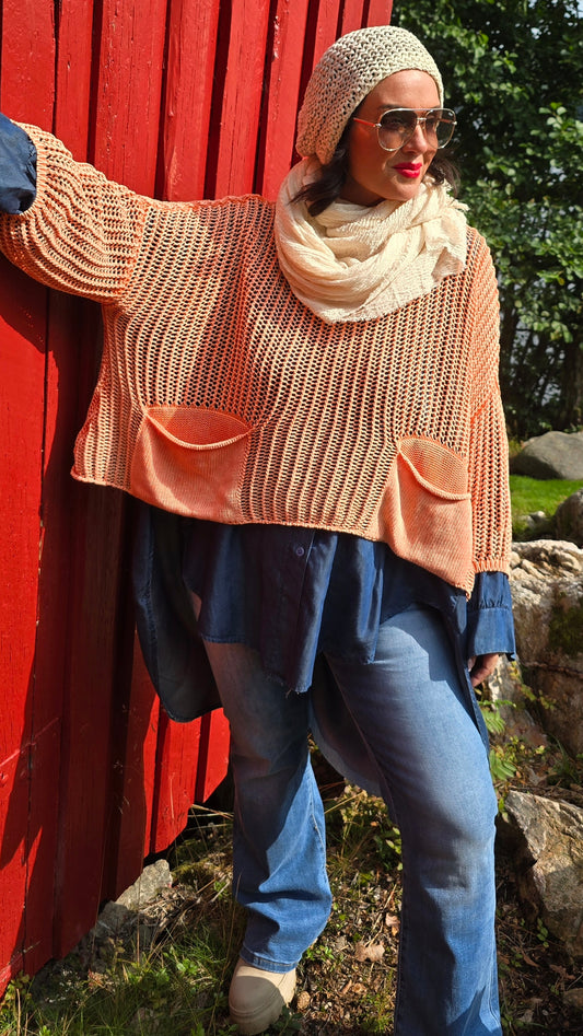 Oliva kort genser orange