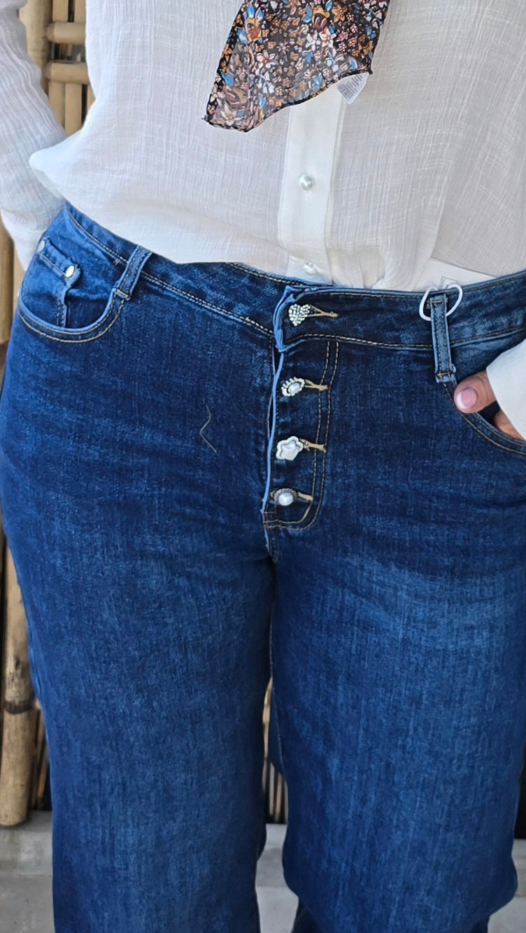 Zara jeans mørk blå med vide ben