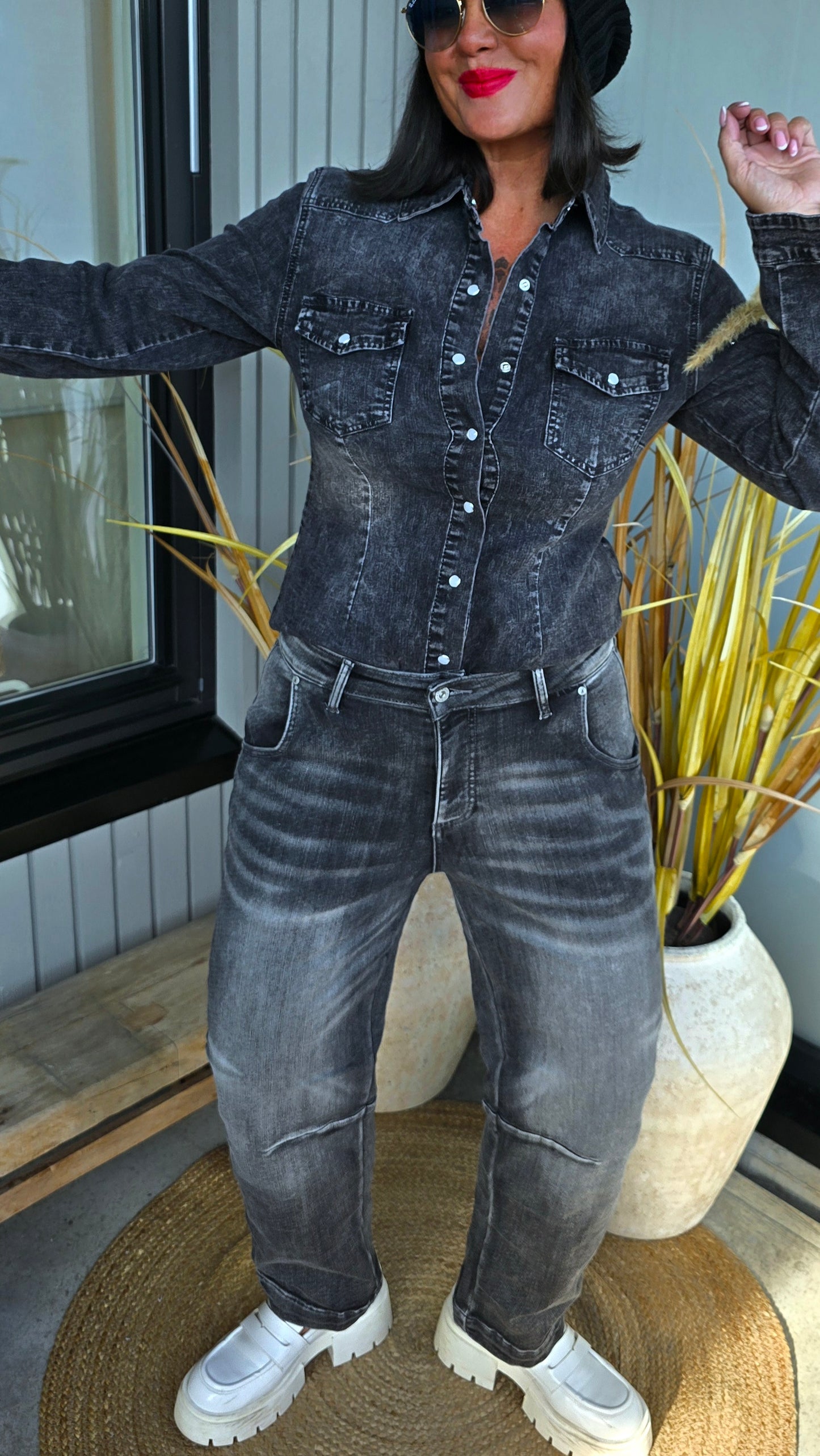 Fika jeans gråsvart