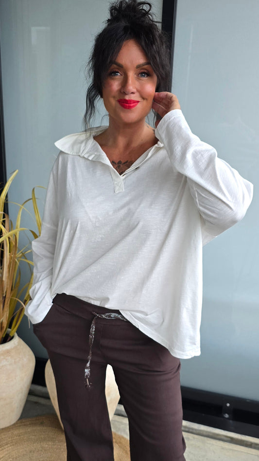 Bianco topp med knapper offwhite