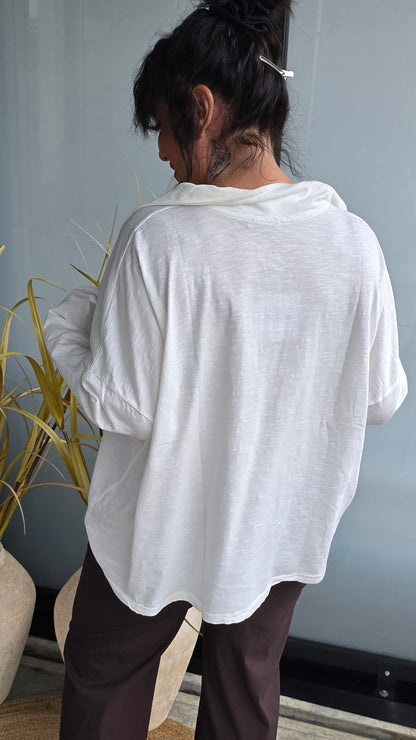 Bianco topp med knapper offwhite