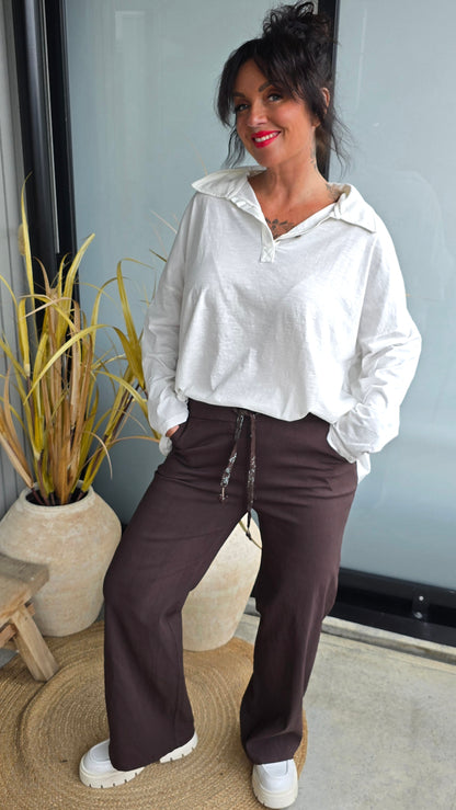 Bianco topp med knapper offwhite