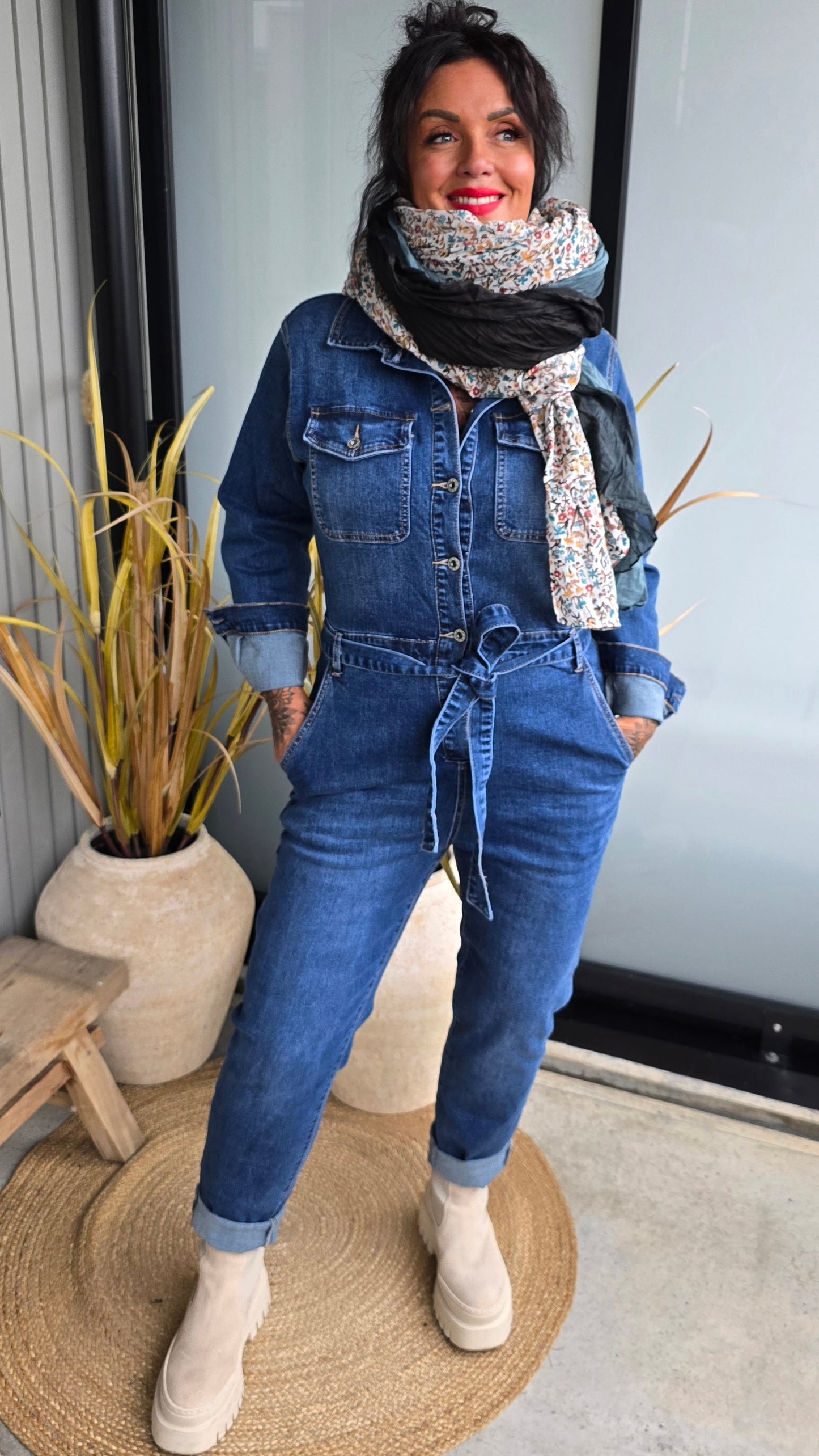 Scarlo jumpsuit denim blå