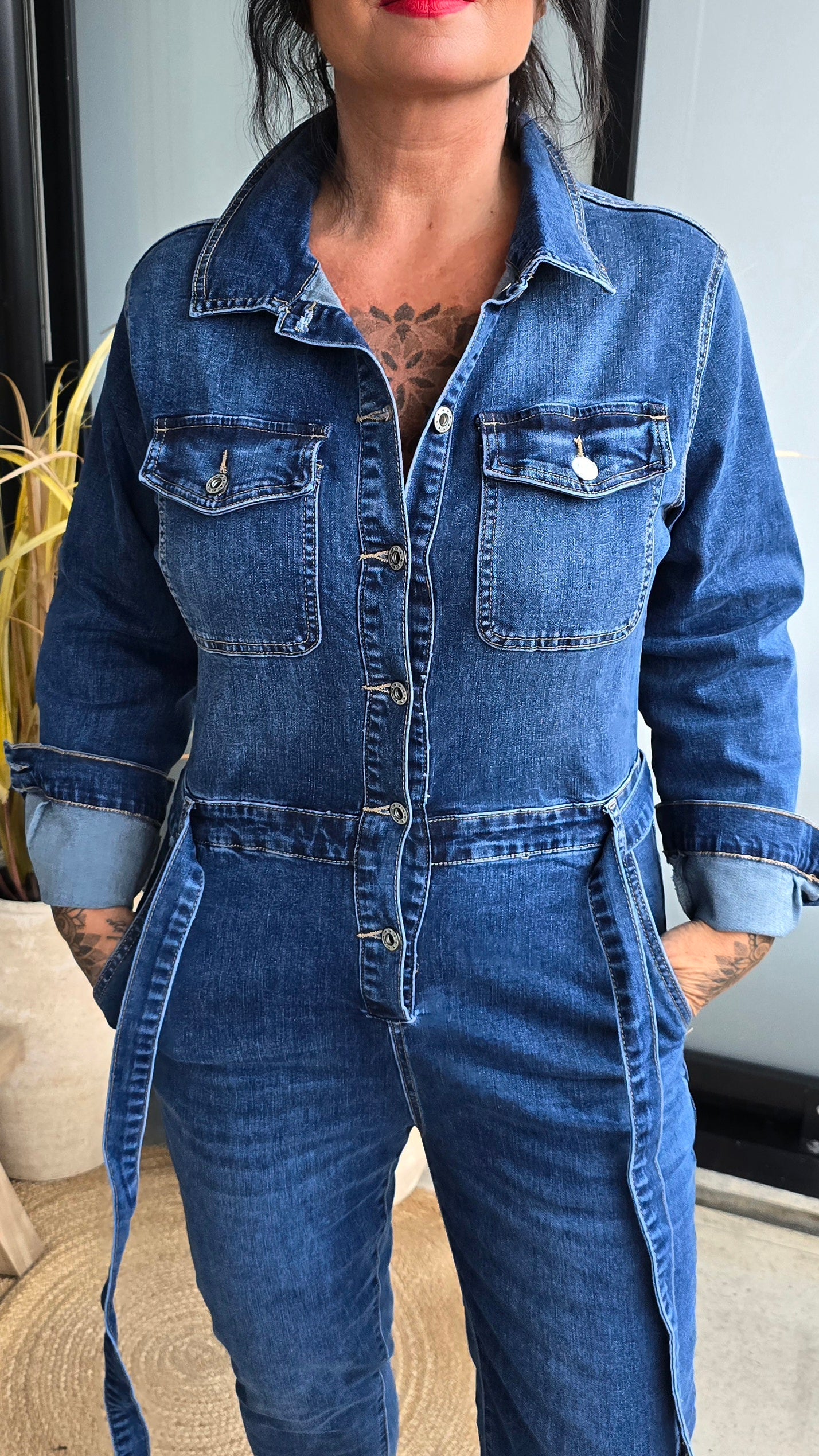 Scarlo jumpsuit denim blå
