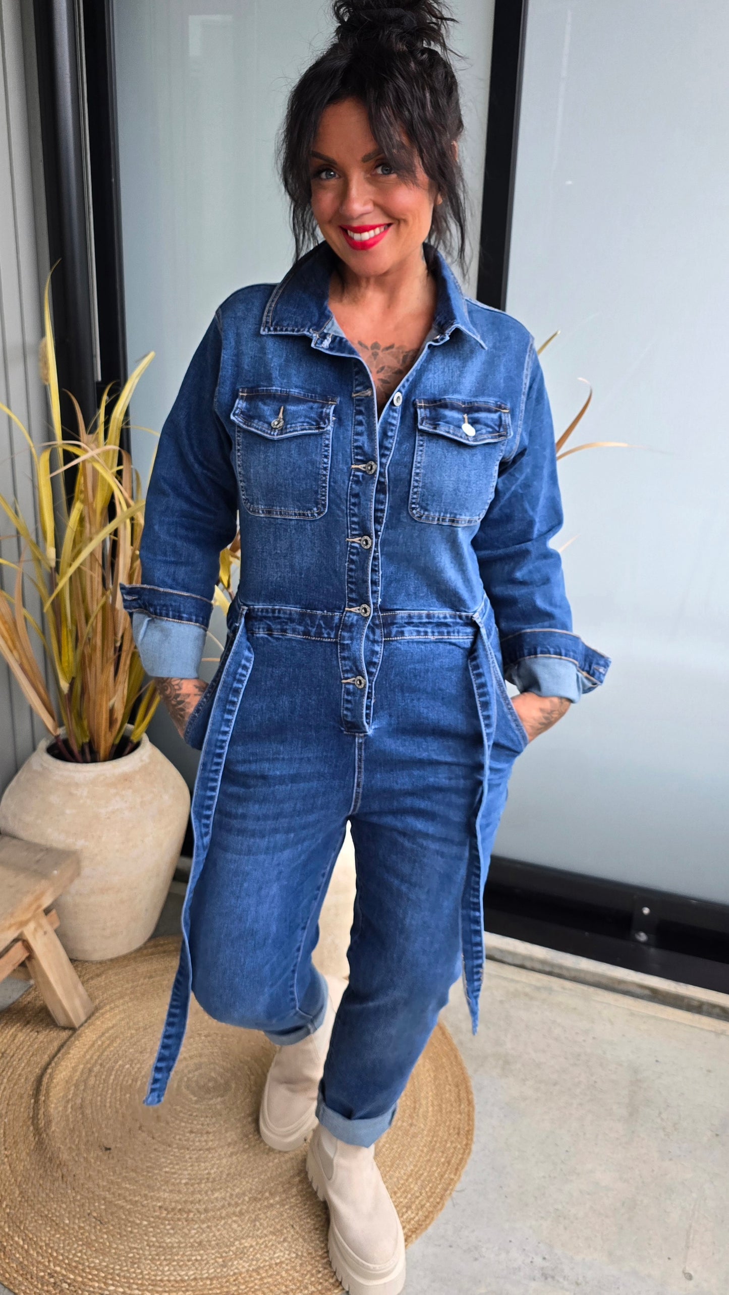 Scarlo jumpsuit denim blå