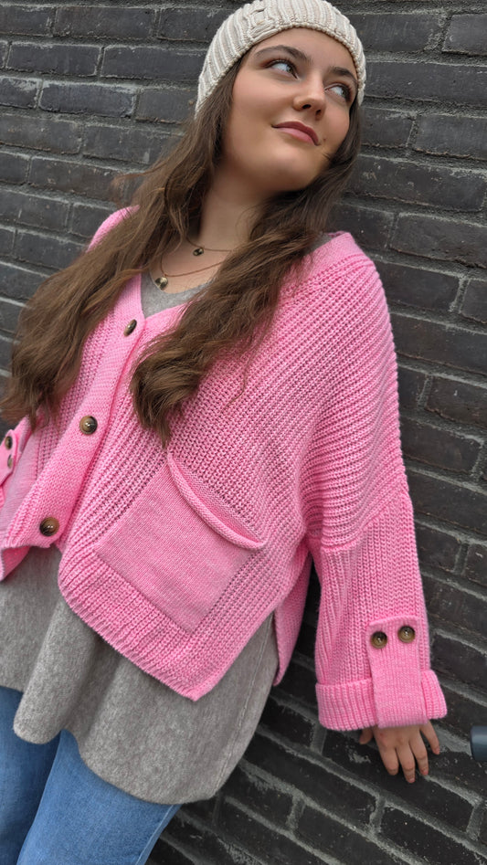 Lise strikket jakke rosa