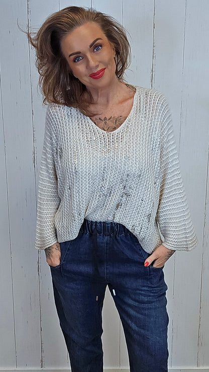 Hedda strikket topp natur