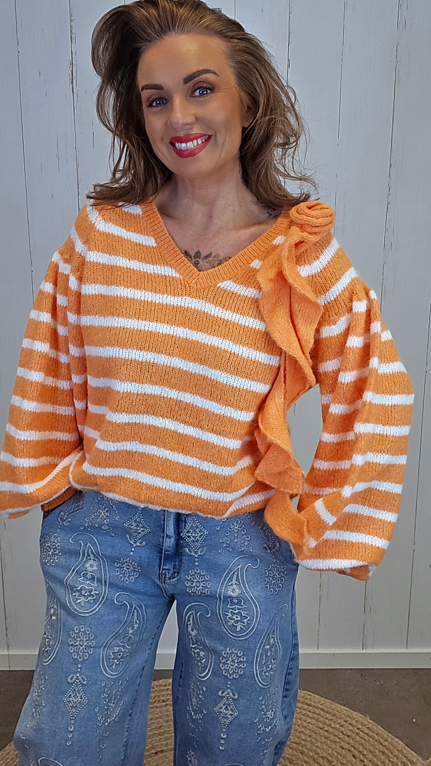 Frida stripet strikkegenser