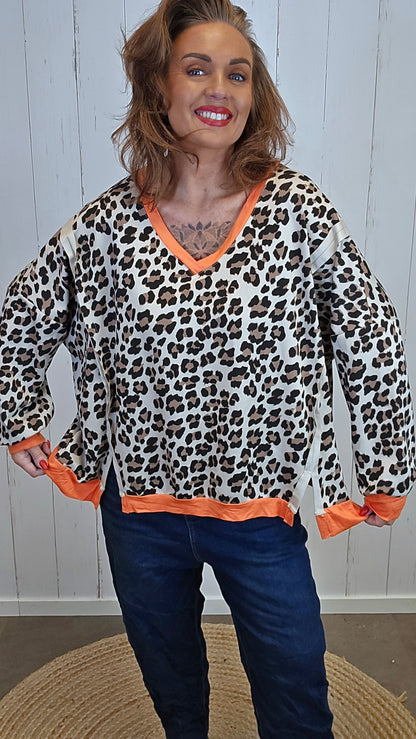 Celine leopardgenser oransje