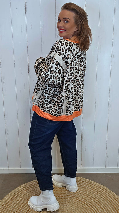 Celine leopardgenser oransje