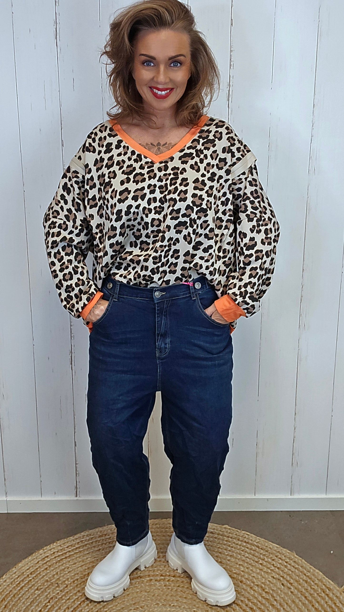 Celine leopardgenser oransje
