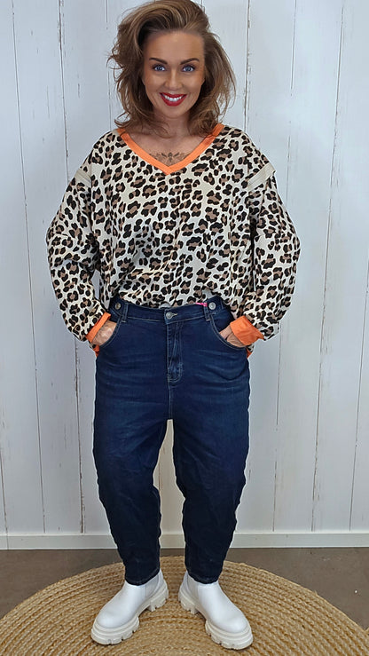 Celine leopardgenser oransje