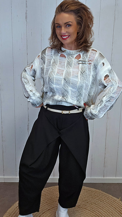 Sandy kort genser creme