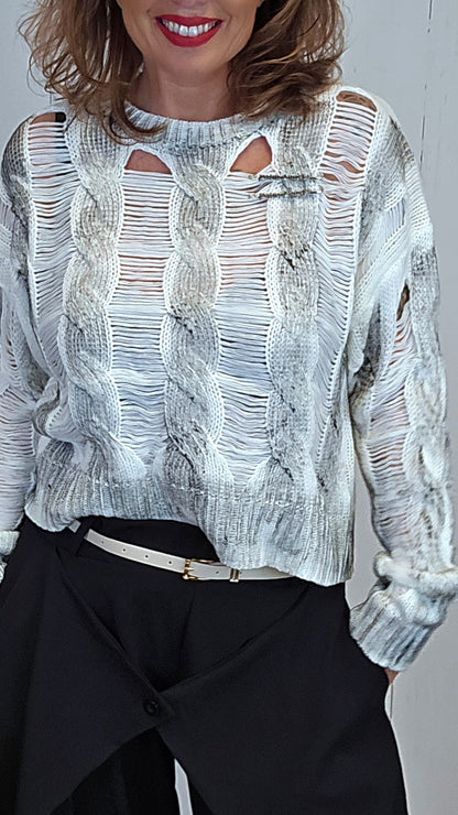 Sandy kort genser creme