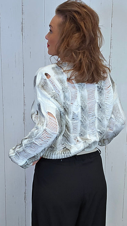 Sandy kort genser creme