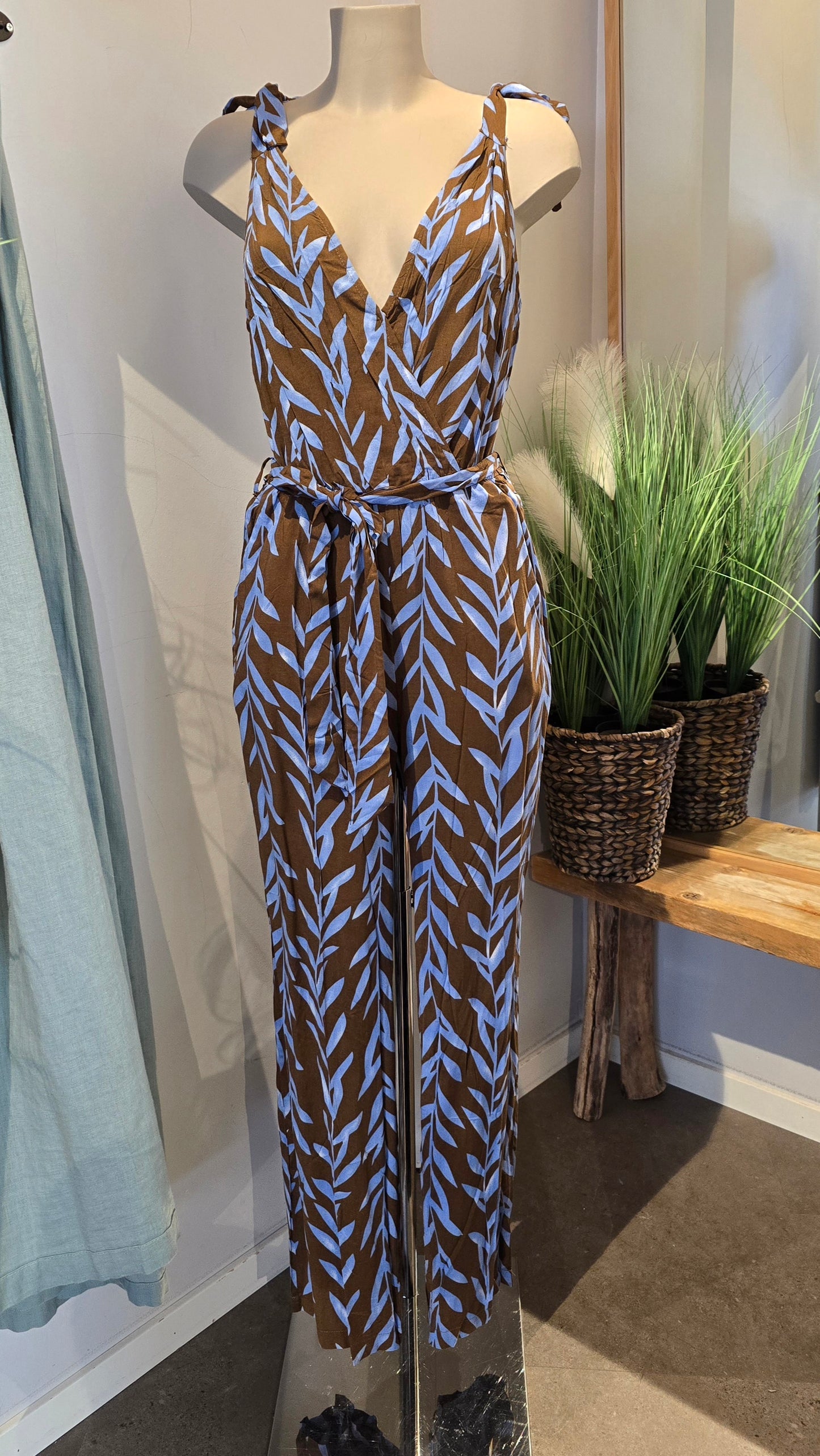 Vicky jumpsuit blå og brun