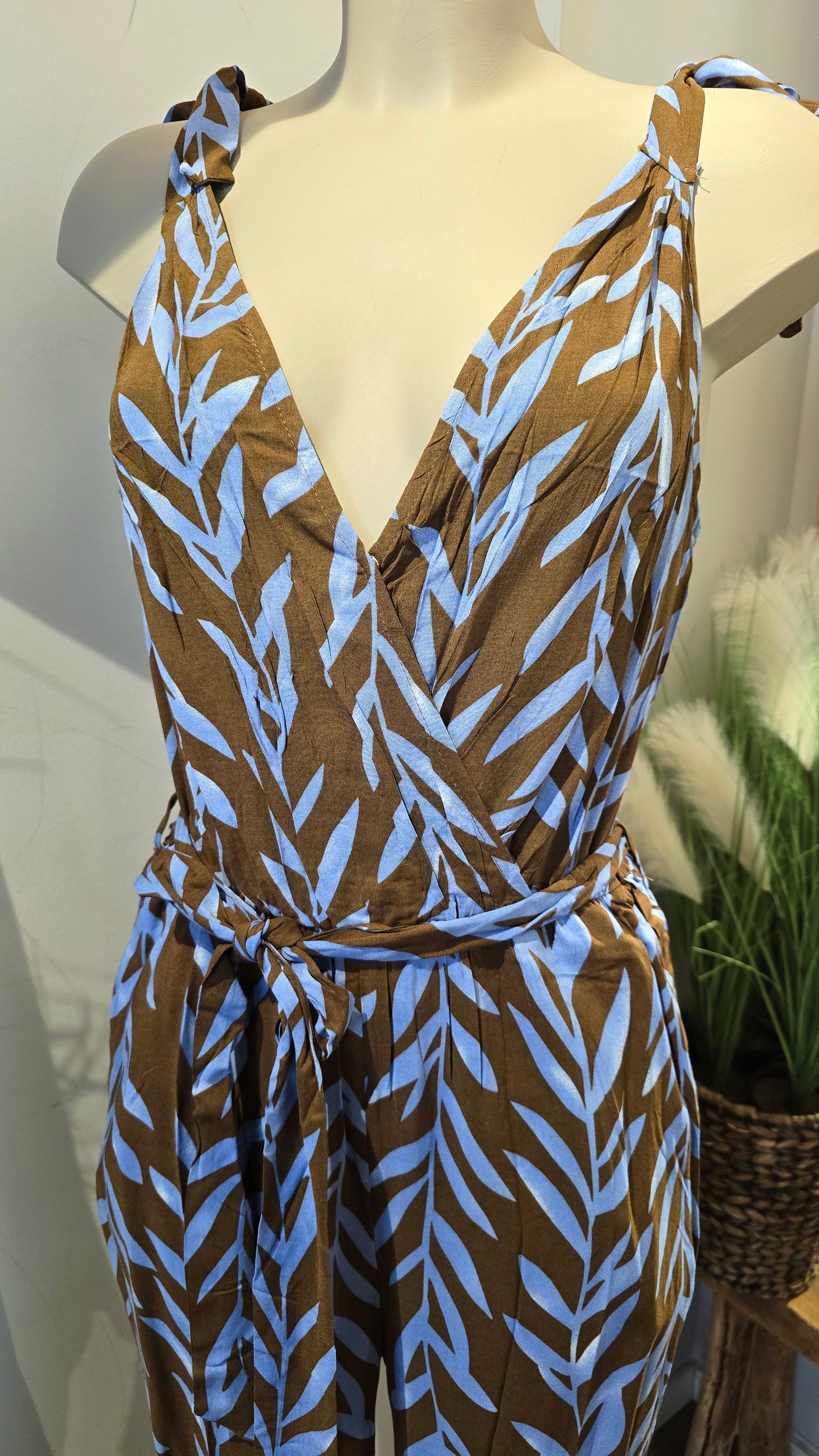 Vicky jumpsuit blå og brun