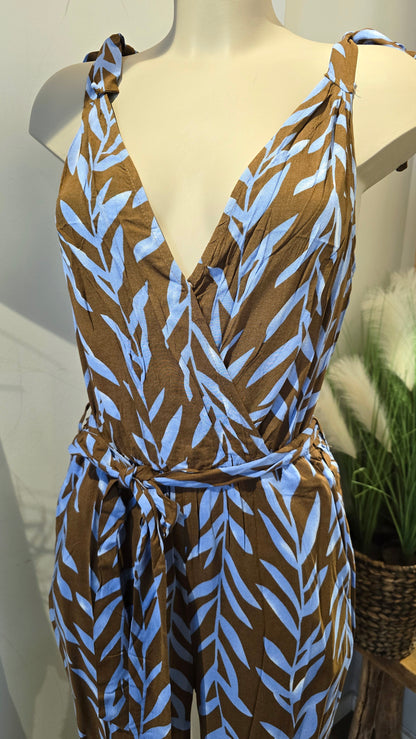 Vicky jumpsuit blå og brun
