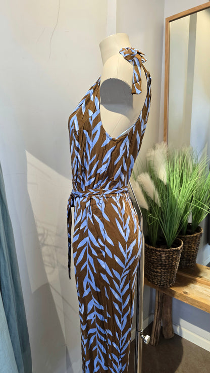 Vicky jumpsuit blå og brun