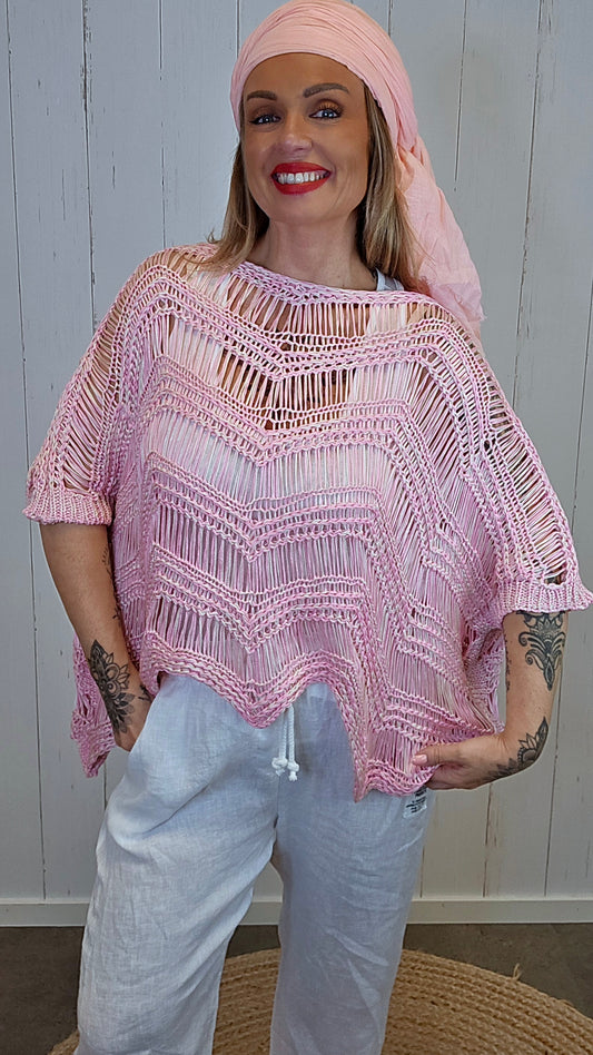 Natacha heklet ponchogenser rosa