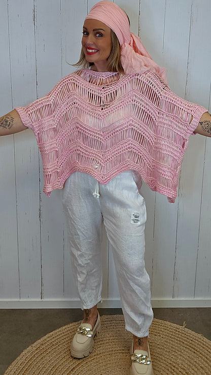 Natacha heklet ponchogenser rosa