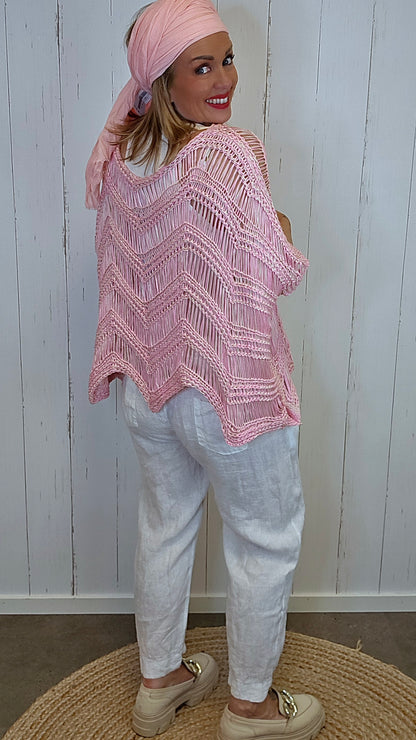 Natacha heklet ponchogenser rosa