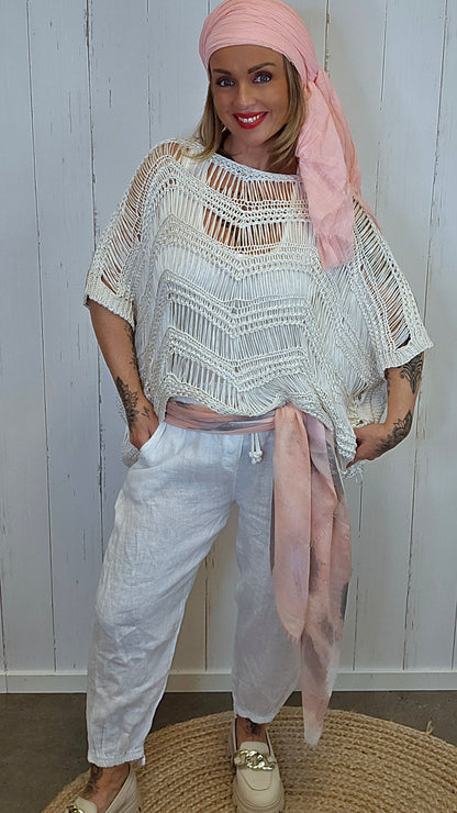 Natacha heklet ponchogenser beige