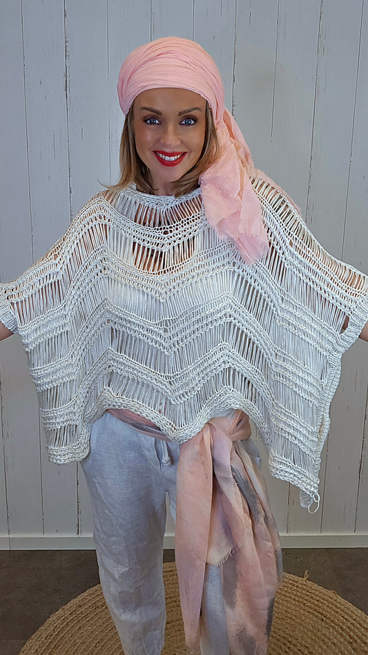 Natacha heklet ponchogenser beige