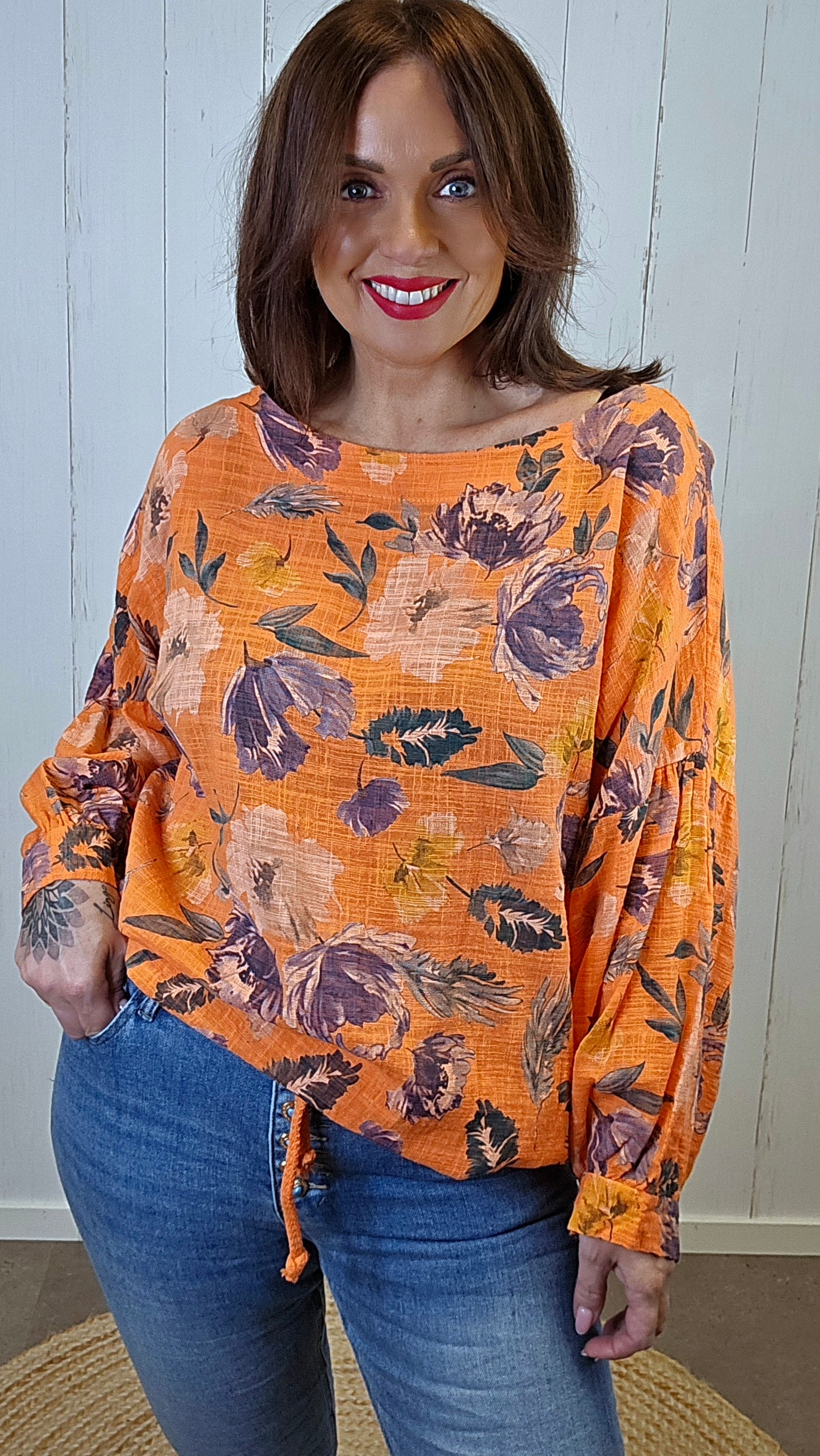 Maya bomulls topp oransje