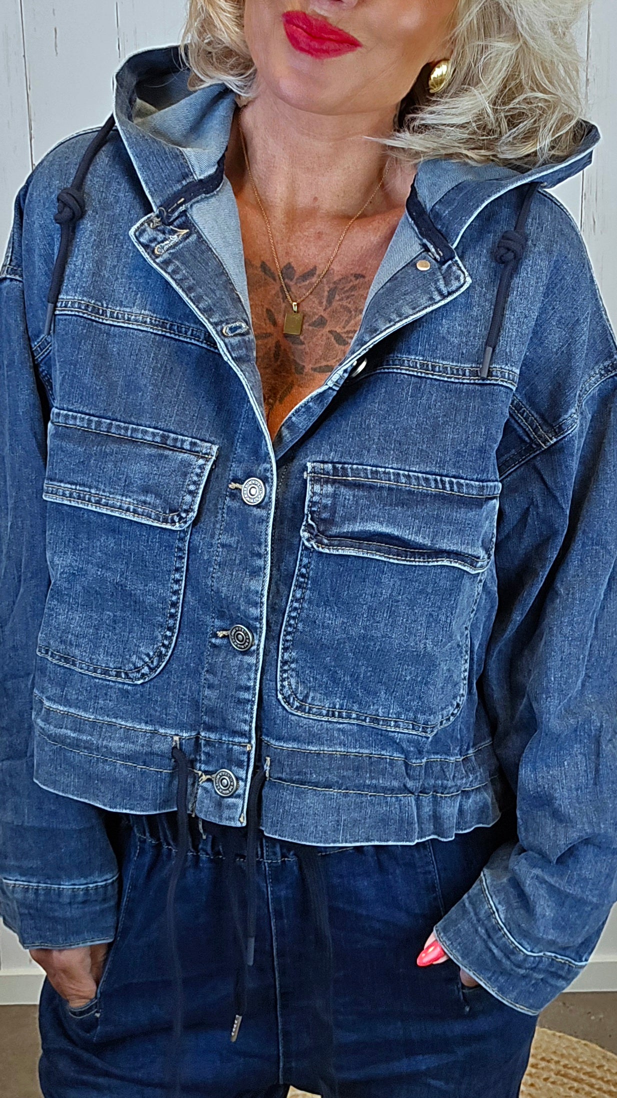 Alysa denim Hettejakke