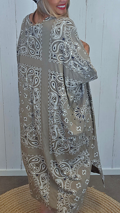 T-skjortekjole med print taupe
