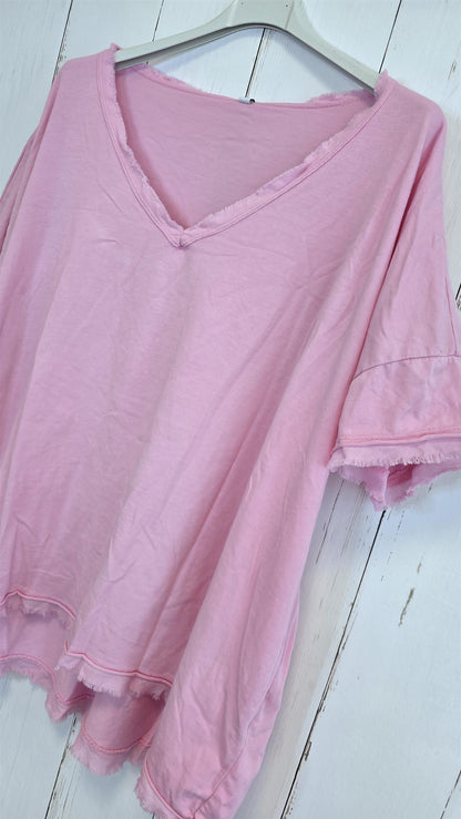 Basic Topp med V-hals rosa