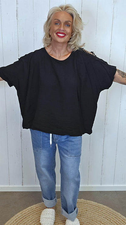 PonchoTopp med Åpne Skuldre beige