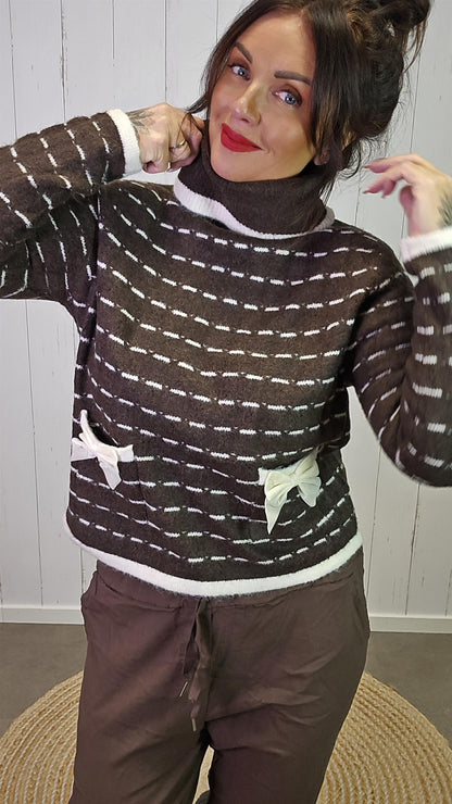 Amalie stripet høyhalset genser