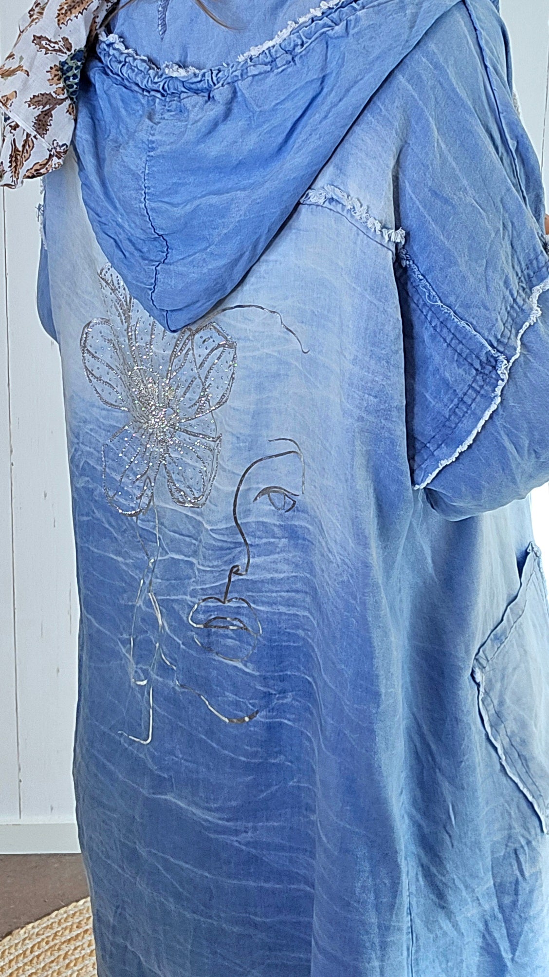 Denimlook Jakke med Hette