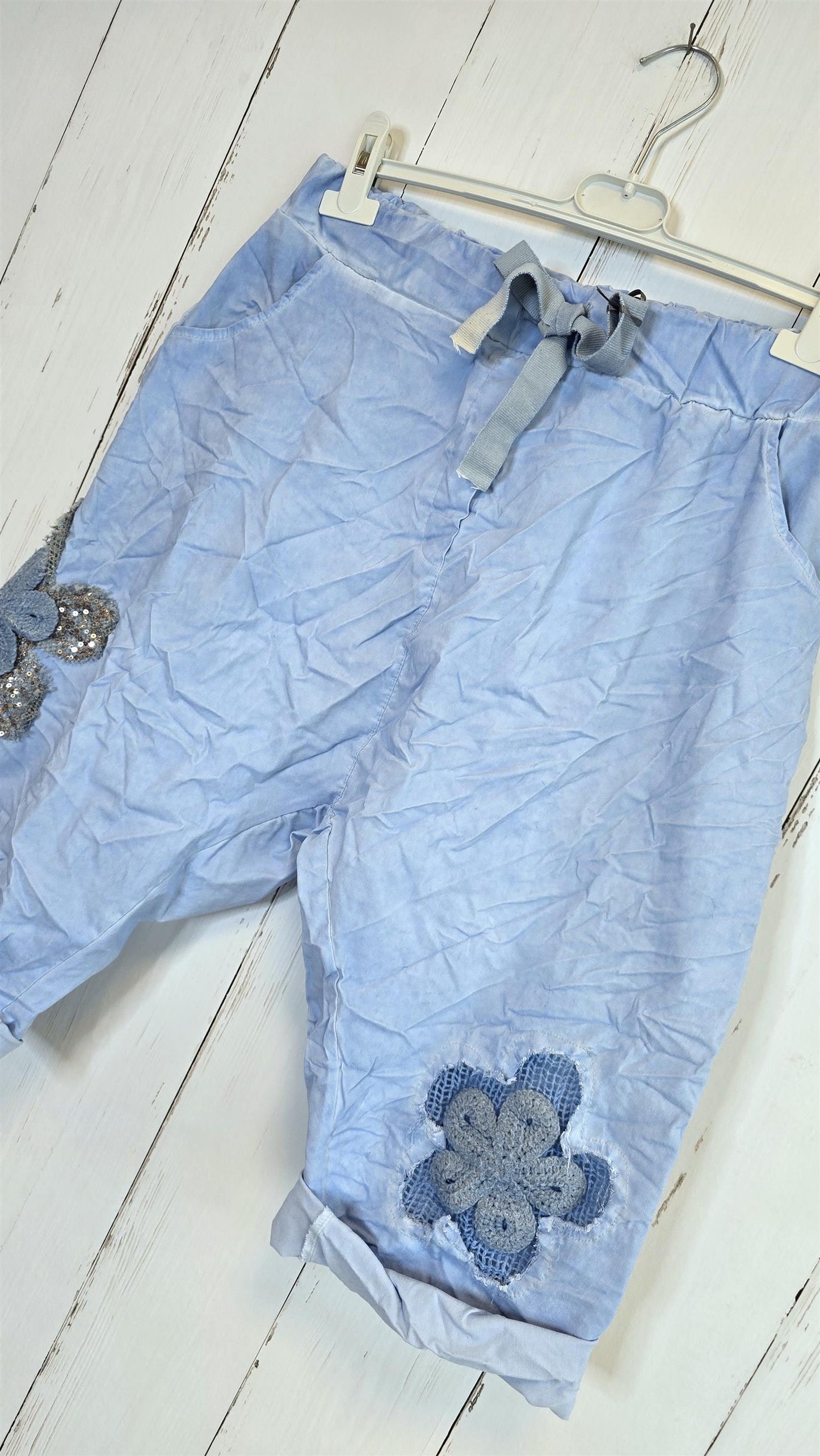 Elsa shorts i viskoseblanding blå
