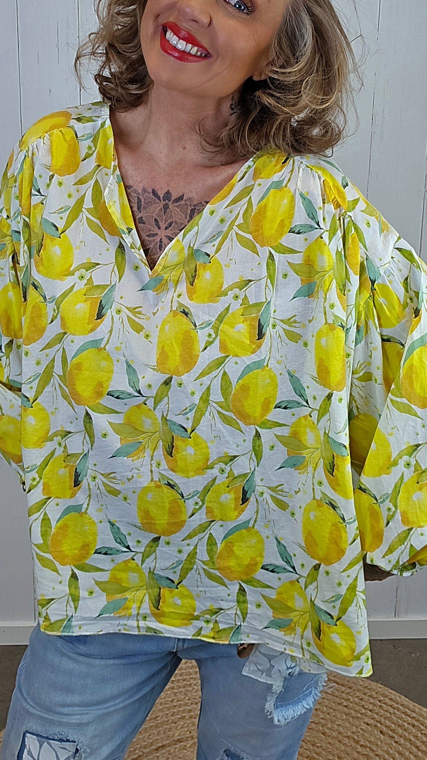 Sicilia bluse sitron print