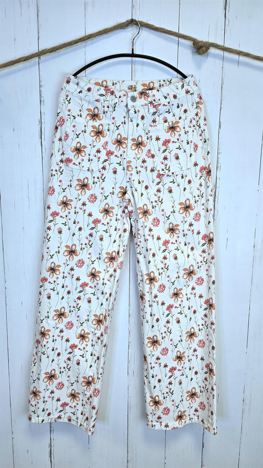 Maja blomstrete bukse krem