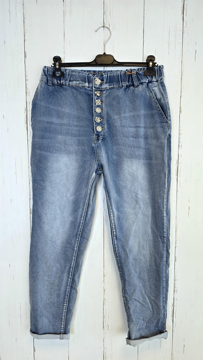 Hayley lys jeans med dekor knapper