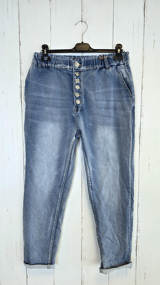 Hayley lys jeans med dekor knapper