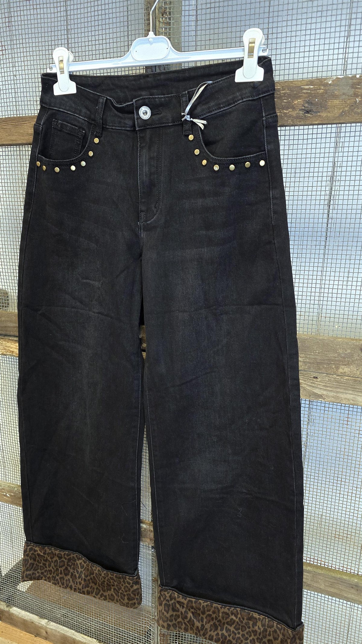 Harper jeans med leopard- og gulldetaljer