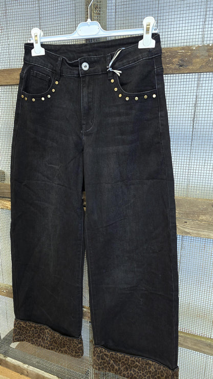 Harper jeans med leopard- og gulldetaljer