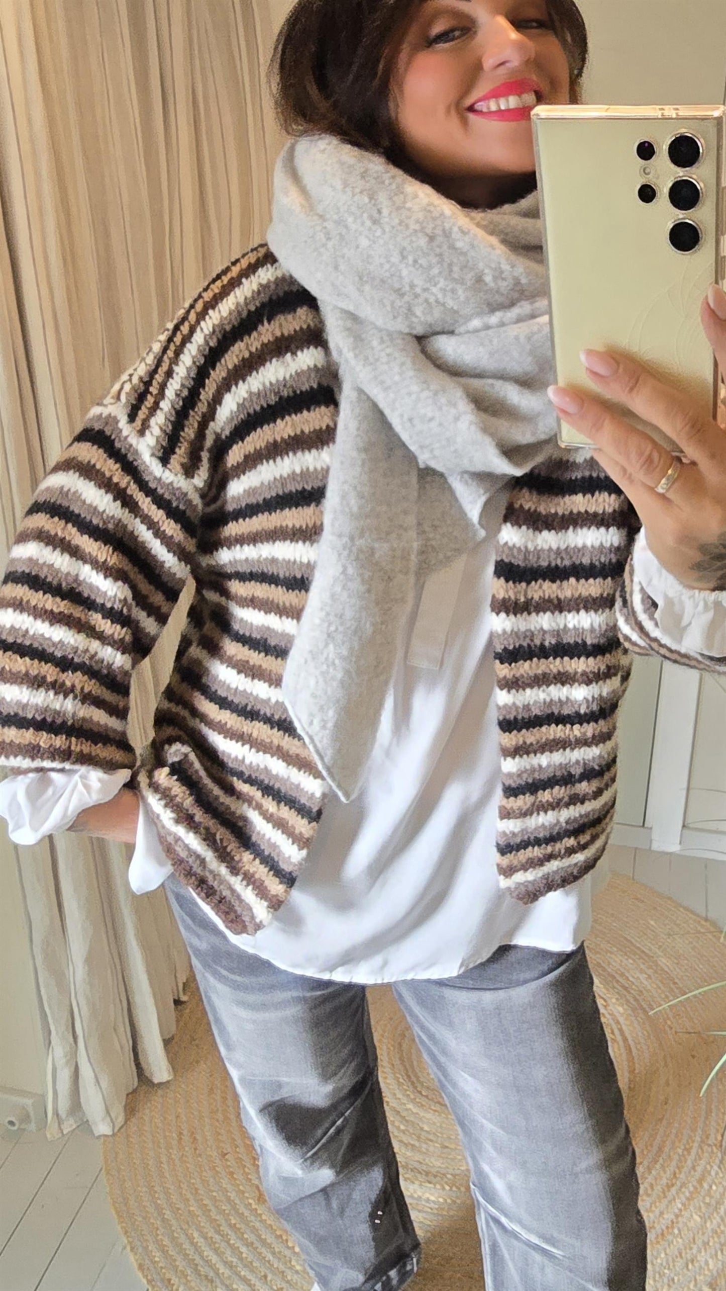 Claudia jakke brun med striper