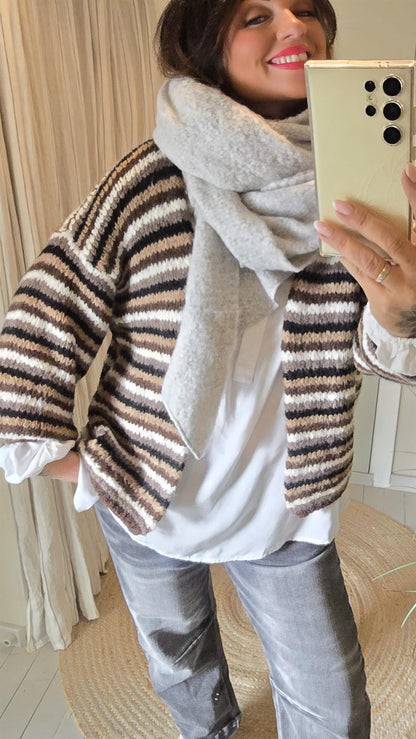 Claudia jakke brun med striper