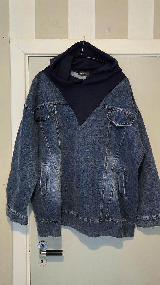 Maja denim genser med hette