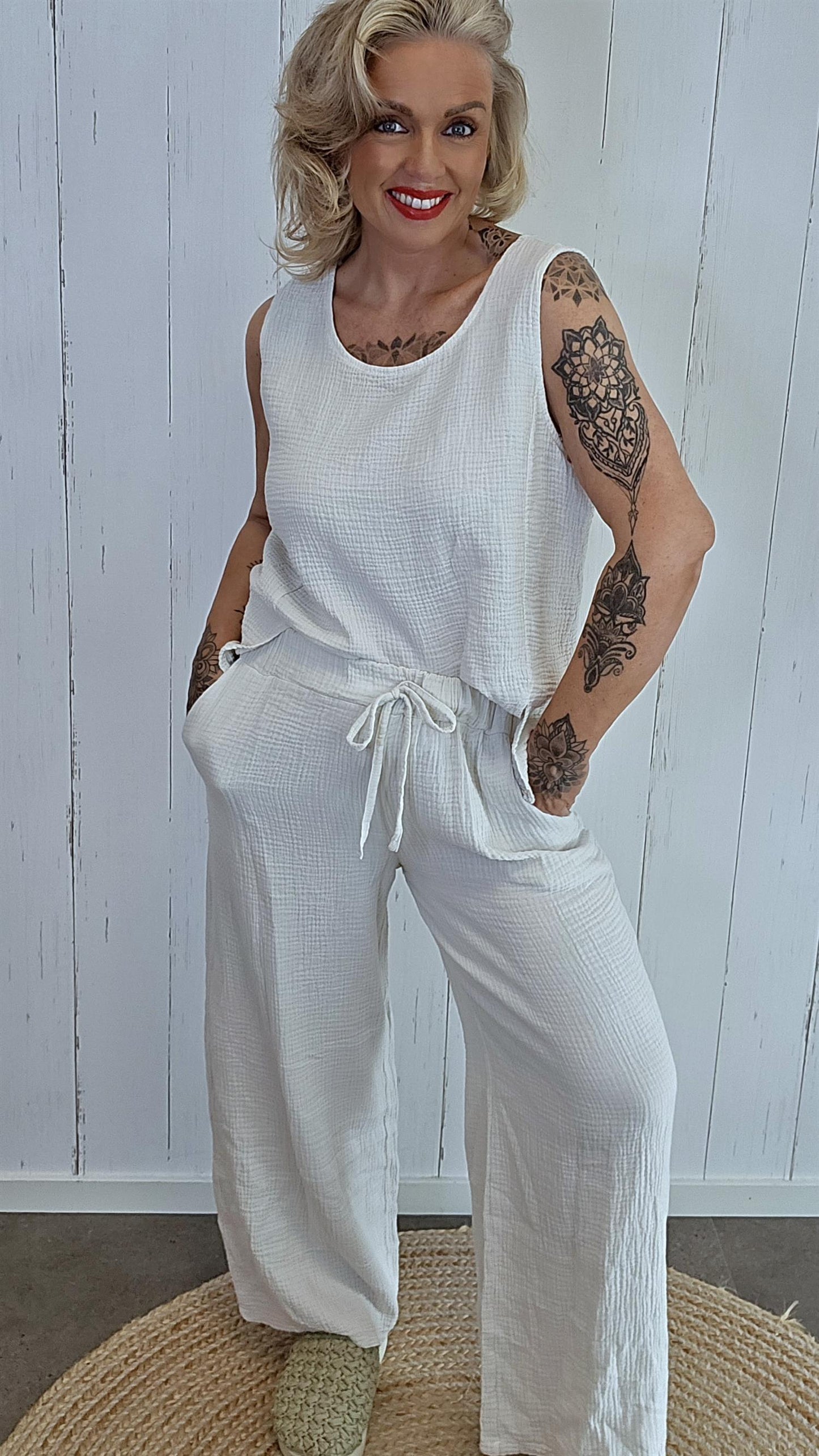 Cotton Gauze sett beige