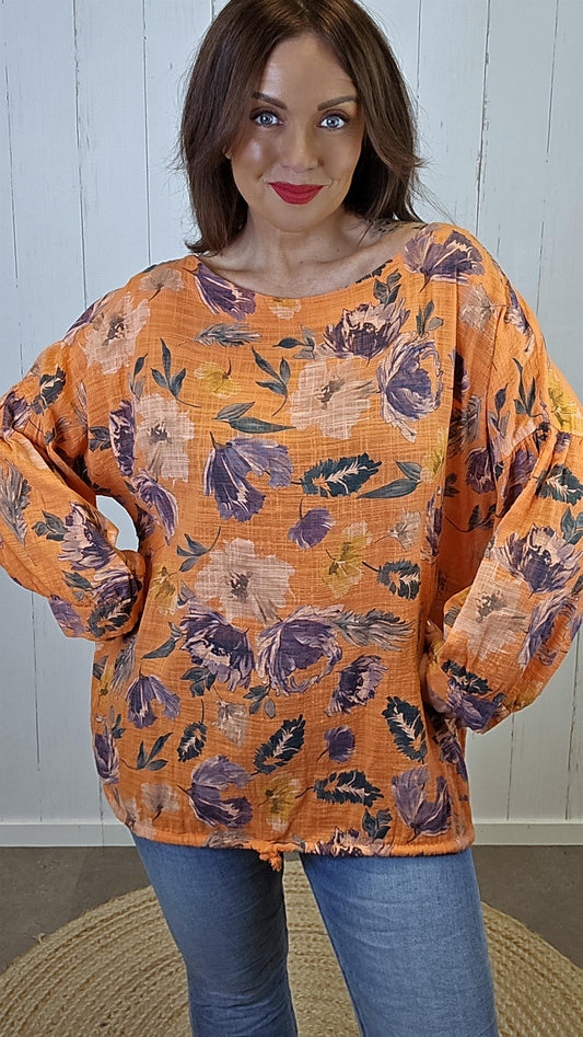 Maya bomulls topp oransje