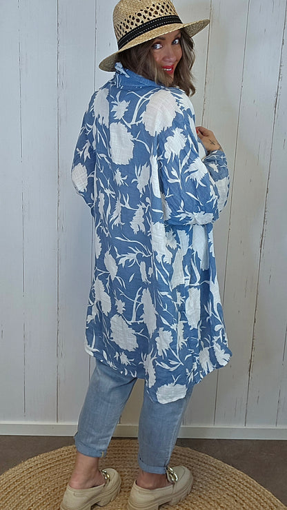 Amalia lang skjorte blå