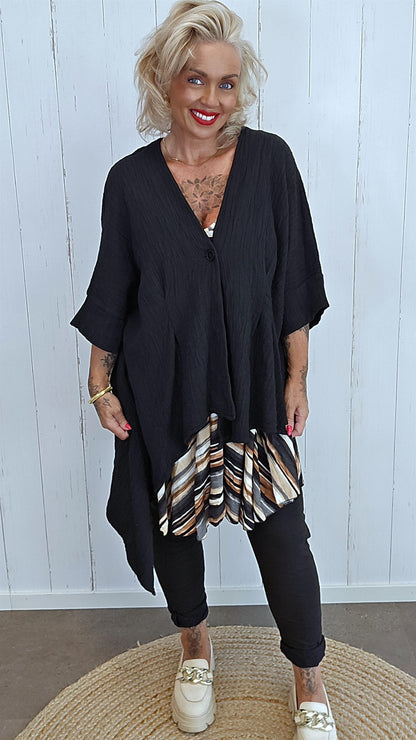 Belinda asymmetrisk jakke svart