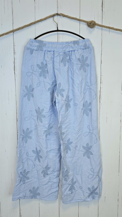 Selma blomsterbukse lyseblå